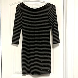 Express brand black striped sequined party dress
